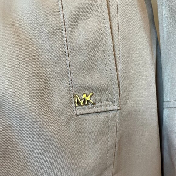 Michael Kors Asymmetrical Cotton Blend Trench Coat Draped Collar Tan, Size Small - Picture 7 of 14